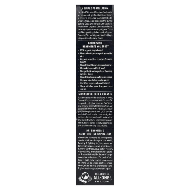 Dr. Bronner's, универсальная зубная паста без фторидов, анис, 140 г (5 унций)