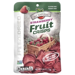 Brothers-All-Natural, Fruit Crisps, клубника, 12 пакетиков на одну порцию, 7,5 г (0,26 унции)