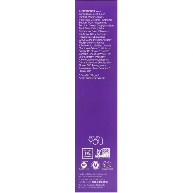 Andalou Naturals, освежающий тоник с экстрактами цветов и листьев, антивозрастное действие, 178 мл (6 жидк. унций)