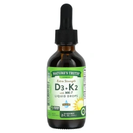 Nature's Truth, Extra Strength D3 + K2 с жидкими каплями MK-7, 59 мл (2 жидк. унц.)