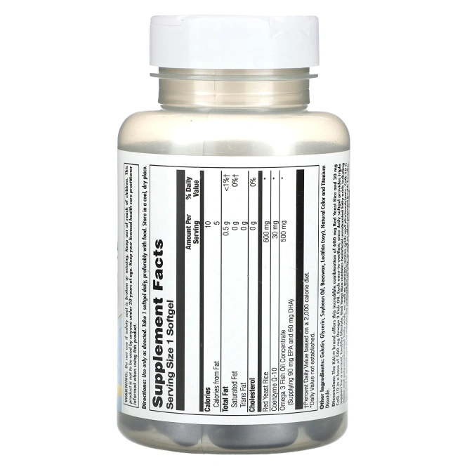 KAL, красный ферментированный рис, коэнзим Q10, омега-3, 60 мягких таблеток