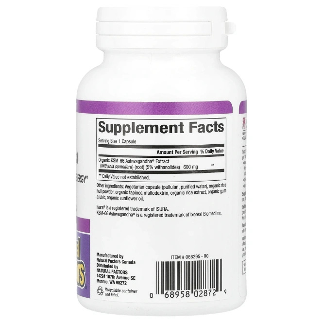 Natural Factors, Stress-Relax®, ашваганда, 600 мг, 60 вегетарианских капсул