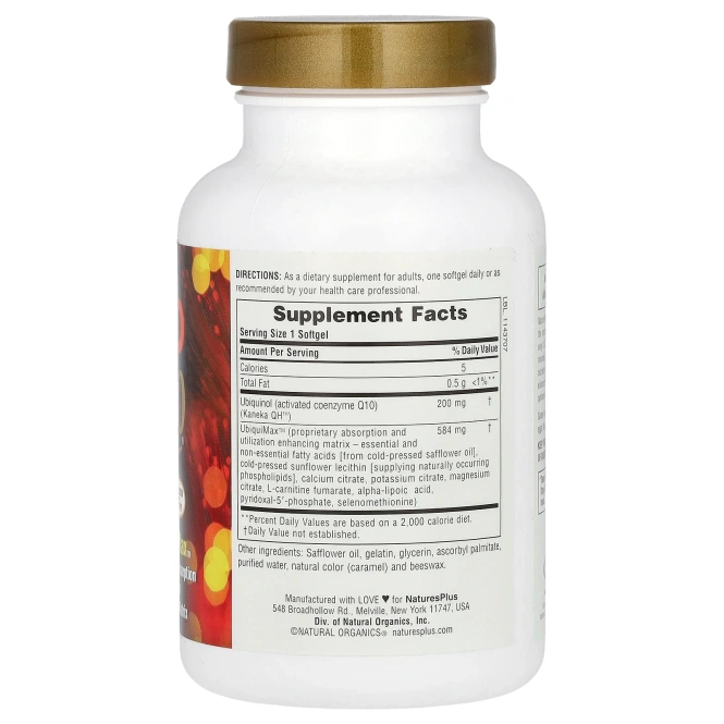 Nature's Plus, Beyond CoQ10, убихинол, 200 мг, 60 мягких таблеток