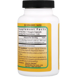 Healthy Origins, Экстракт зеленых кофейных бобов, 400 мг, 120 растительных капсул