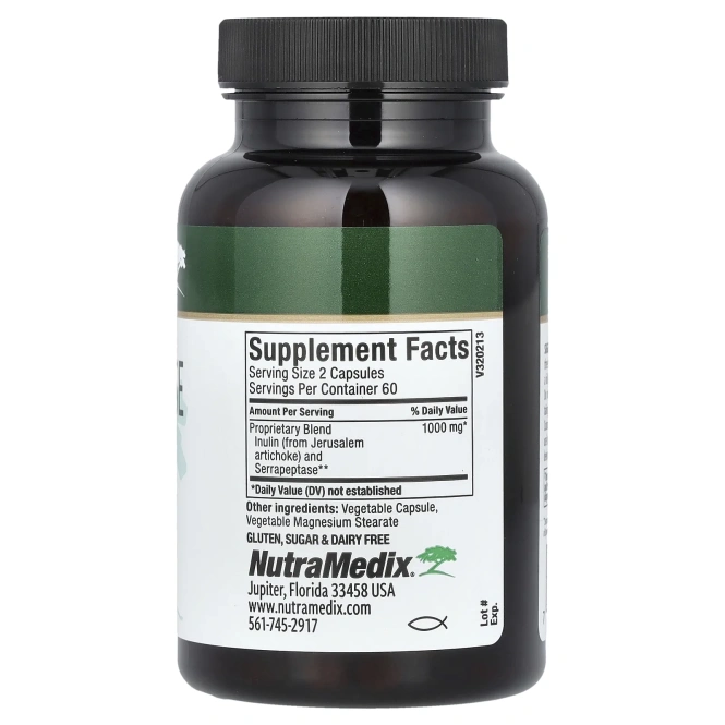 NutraMedix, Серрапептаза с инулином, 120 растительных капсул