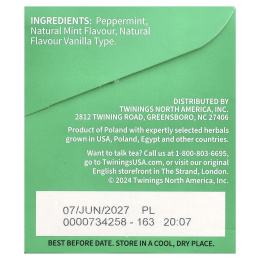 Twinings, ароматизированный травяной чай, с перечной мятой, без кофеина, 20 чайных пакетиков, 40 г (1,41 унции)