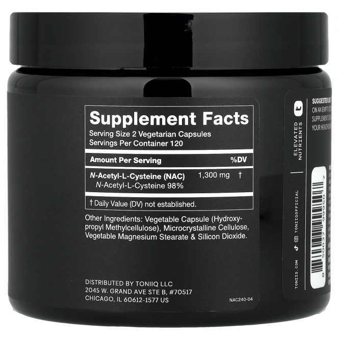 Toniiq, NAC, 240 капсул (650 мг на капсулу)