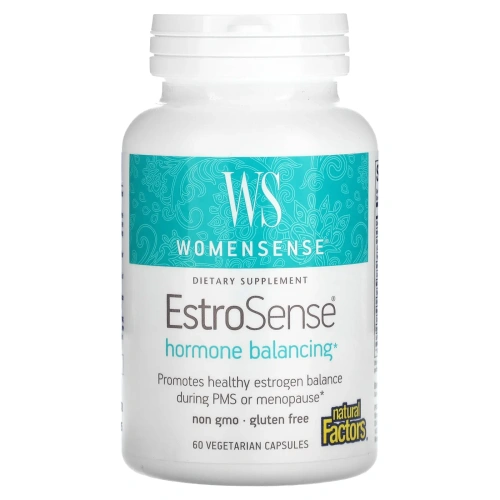 Natural Factors, WomenSense, EstroSense, баланс гормонов, 60 вегетарианских капсул