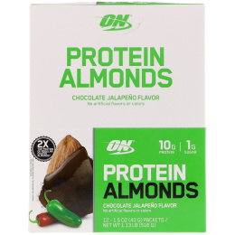 Optimum Nutrition, Богатый белком миндаль, Шоколад и халапеньо, 12 пакетов, 1,5 унц. (43 г) каждый