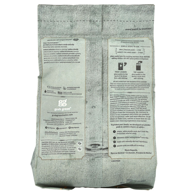 Grab Green, Stoneworks, капсулы со стиральным порошком, дождь, 50 стирок, 1,65 ф. (750 г)