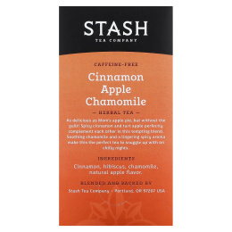 Stash Tea, травяной чай, корица, яблоко и ромашка, без кофеина, 20 чайных пакетиков, 40 г (1,4 унции)