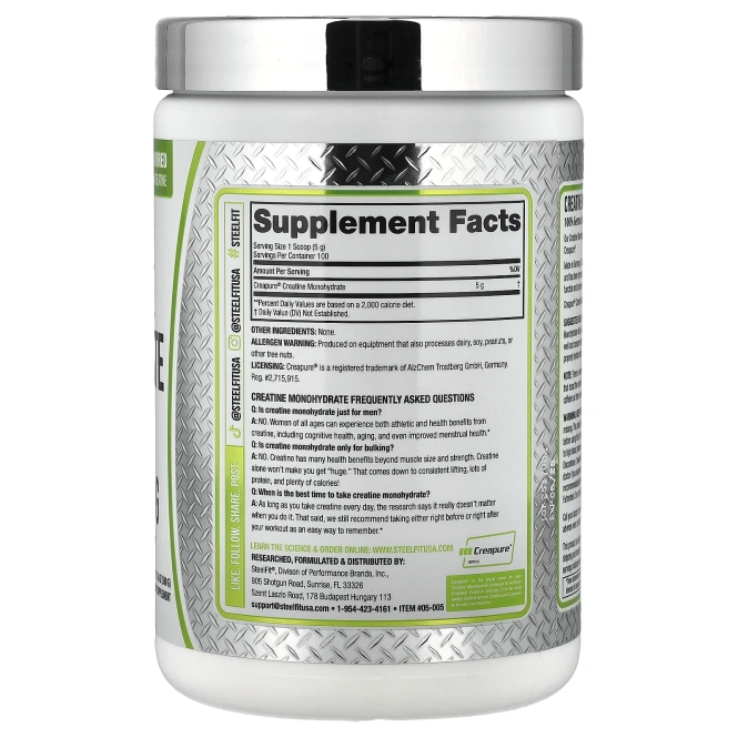 SteelFit, моногидрат креатина, без добавок, 500 г (17,6 унции)