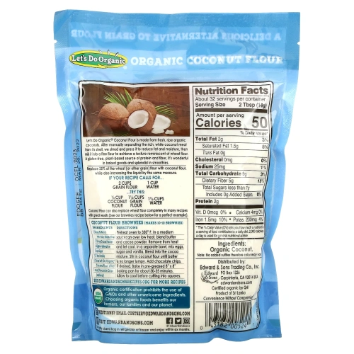 Edward & Sons, Edward & Sons, Let's Do Organic, 100% Organic Coconut Flour, 1 lb (454 g)