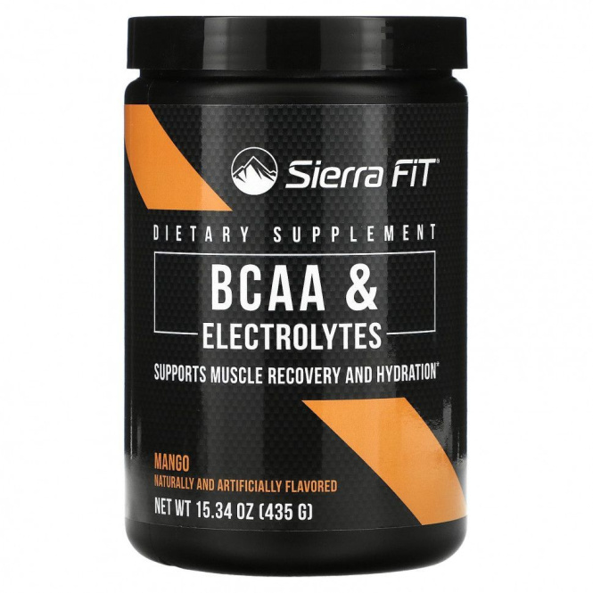Sierra Fit, аминокислоты с разветвленными цепями (BCAA) и электролиты, 7 г BCAA, со вкусом манго, 435 г (15,34 унции)