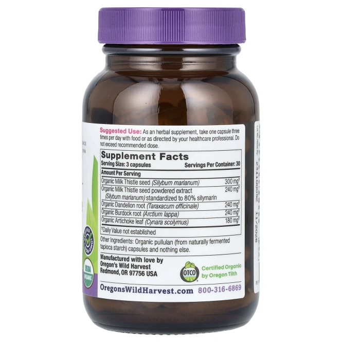 Oregon's Wild Harvest, Расторопша и одуванчик, 90 вегетарианских капсул