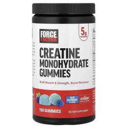 Force Factor, жевательный моногидрат креатина, со вкусом голубой малины, 150 жевательных таблеток
