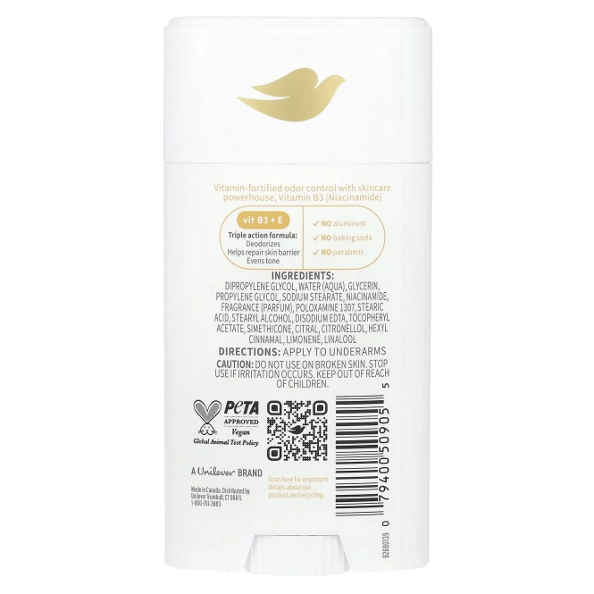 Dove, Vitamin Care + дезодорант, персики и масло ши, 74 г (2,6 унции)