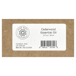Pure Body Naturals, 100% чистое эфирное масло, кедр, 118 мл (4 жидк. унц.)