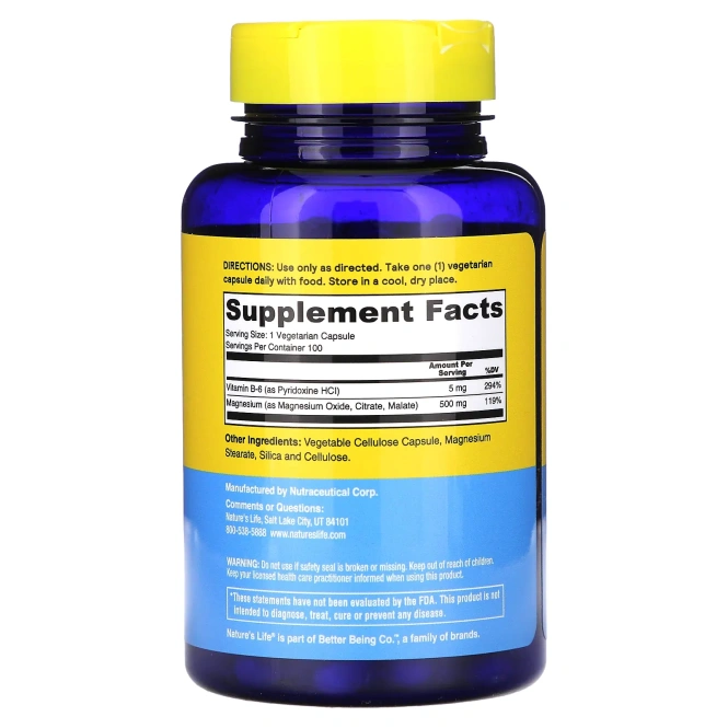 Nature's Life, Магний, 500 мг, 100 капсул