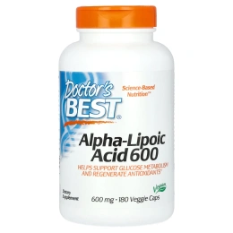 Doctor's Best Альфа-липоевая кислота Доктор Бест 600 мг, 180 вегетарианских капсул
