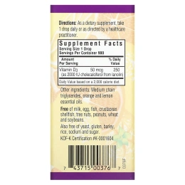 Bluebonnet Nutrition, Жидкий витамин D3 в каплях, натуральный аромат цитрусовых, 2000 МЕ, 1 жидк. унц. (30 мл)