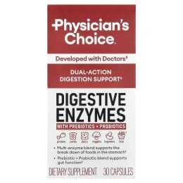 Physician's Choice, пищеварительные ферменты с пребиотиками и пробиотиками, 30 капсул