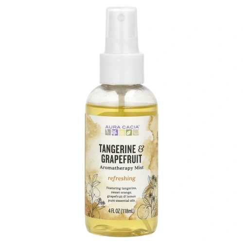 Aura Cacia, Мист для дома, освежающий мандарин и грейпфрут, 4 жидких унции (118 мл)