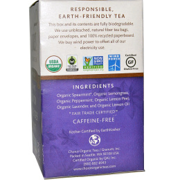 Choice Organic Teas, Herbal Tea, Lemon Lavender Mint, Caffeine Free, 16 Tea Bags, .8 oz (24 g)