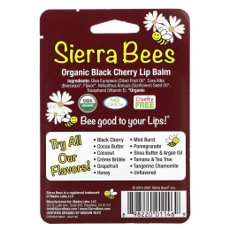 Sierra Bees, Органический бальзам для губ, Черная вишня, 4 штуки, 4,25 г (0,15 унции)