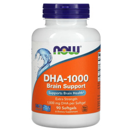 Now Foods, DHA-1000 для улучшения работы мозга, с повышенной силой действия, 1000 мг, 90 мягких таблеток