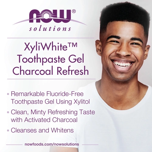 Now Foods, Solutions, XyliWhite, Charcoal Refresh, Toothpaste Gel, Mint, 6.4 oz (181 g)