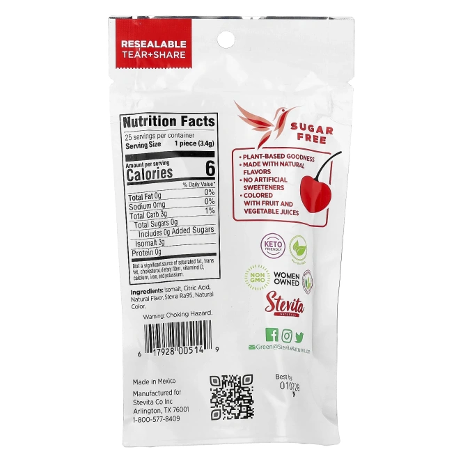 Stevita Naturals, Naturals, леденцы без сахара, вишня, 85 г (3 унции)