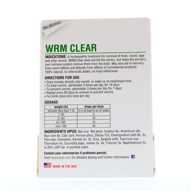 HomeoPet, WRM Clear, 15 мл