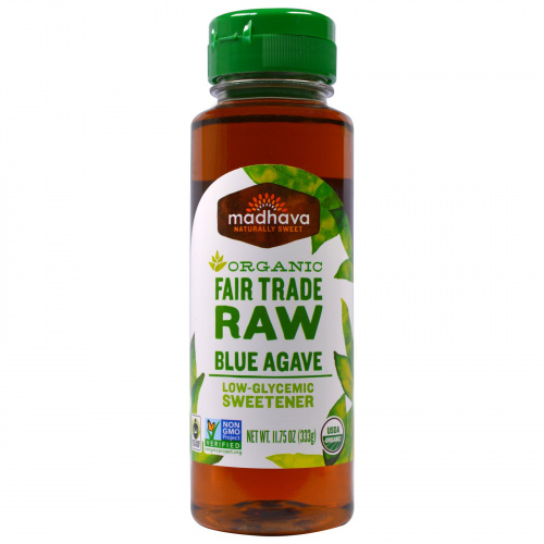 Madhava Natural Sweeteners, Органический низко-гликемический подсластитель из сырой голубой агавы, 11,75 унций (333 г)