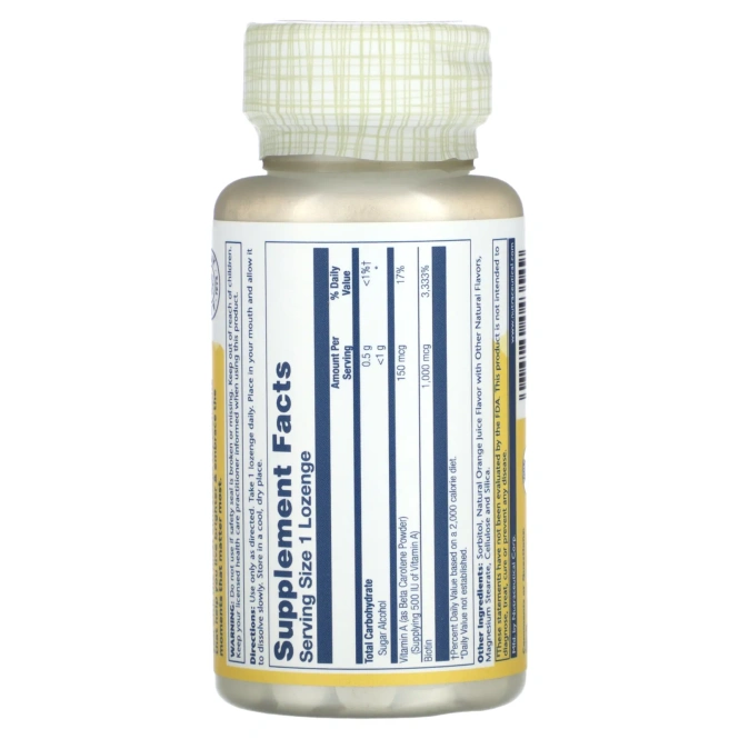 Solaray, Биотин, натуральный апельсин, 1000 мкг, 100 пастилок