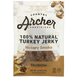 Country Archer Jerky, 100% Natural Turkey Jerky , Hickory Smoke, 2.5 oz (71 g)