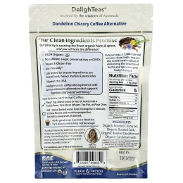 DelighTeas, аюрведическая травяная смесь, одуванчик и цикорий, альтернатива кофе, без кофеина, 170 г (6 унций)