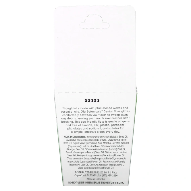 Dr. Mercola, зубная зубная нить, с перечной мятой, 91,44 м (100 ярдов)