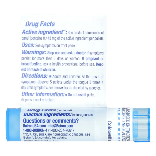 Boiron, Colocynthis 30C, средство от спазма желудка, прибл. 80 гранул