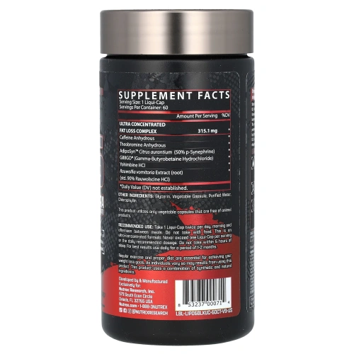 Nutrex Research, Lipo-6 черный ультра-концентрат, 60 черных капсул