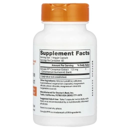 Doctor's Best, Экстракт корицы с цинулином (Cinnulin PF), 125 мг, 60 вегетарианских капсул