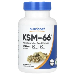 Nutricost, KSM-66, экстракт корня ашваганды, 600 мг, 60 капсул