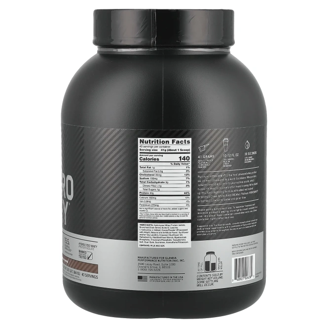 Optimum Nutrition, Спортивное питание Platinum Hydrowhey со вкусом шоколада, 1.590 г