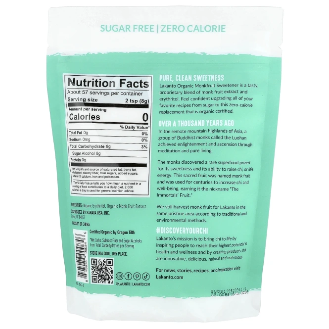 Lakanto, Органический подсластитель из плодов монаха, 454 г (16 унций)