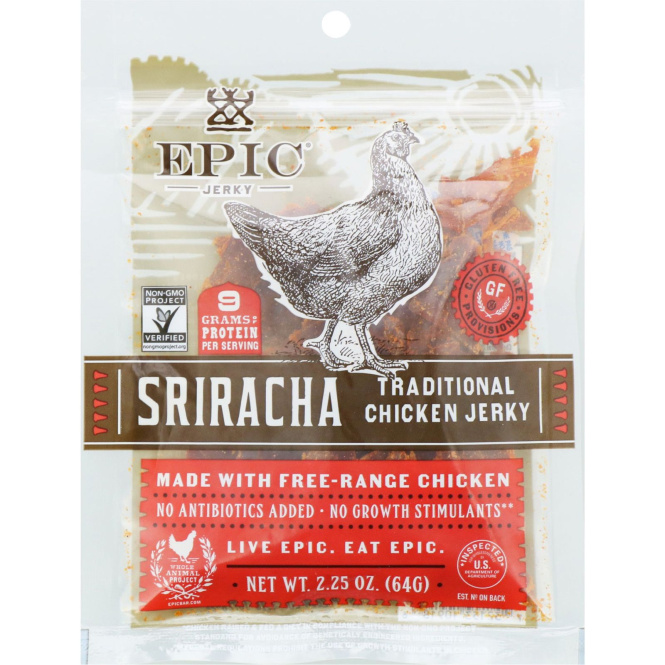 Epic Bar, Traditional Chicken Jerky, Sriracha, 2.25 oz (64 g)