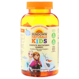 Sundown Naturals Kids, Мультивитаминные жевательные таблетки, "Холодное сердце", клубника, арбуз и малина, 180 таблеток