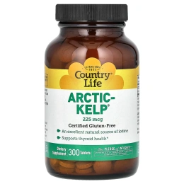 Бурые Водоросли в Таблетках Country Life Arctic-Kelp (норвежская ламинария) 225 мкг, 300 таблеток
