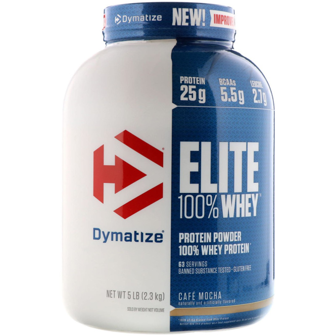 Dymatize Nutrition, Elite, 100-ный Сывороточный Протеин, Кофе Мокко, 5 фунтов (2, 27 кг)