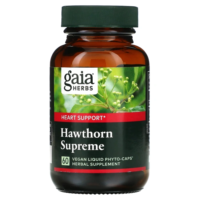 Gaia Herbs, Боярышник Supreme, 60 вегетарианских жидких фито-капсул