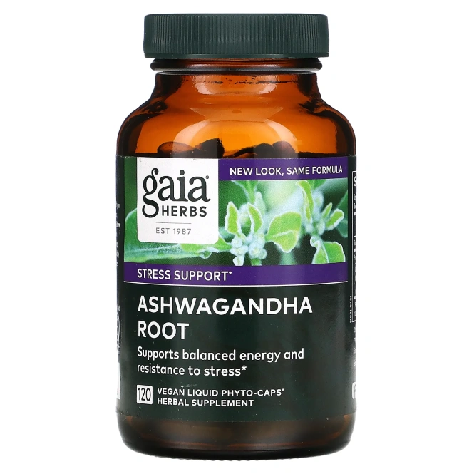 Gaia Herbs, Корень ашвагандхи, 120 веганских жидких фито-капсул